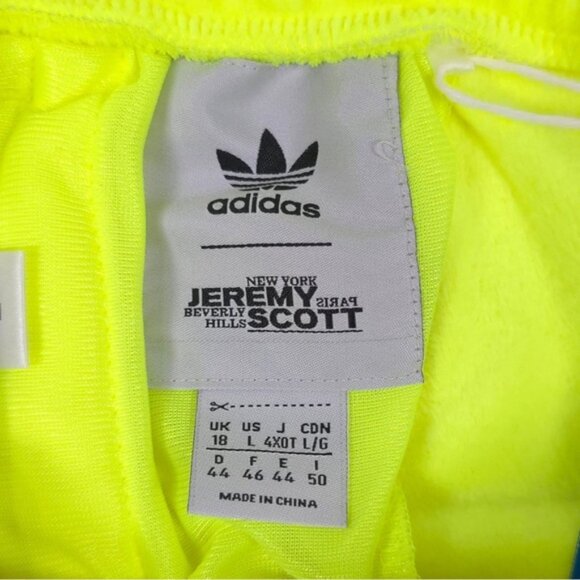 NWT ADIDAS JEREMY SCOTT LUXE‎ Velour Neon Mini Skirt Side Pockets Drawstring LG - Picture 10 of 15